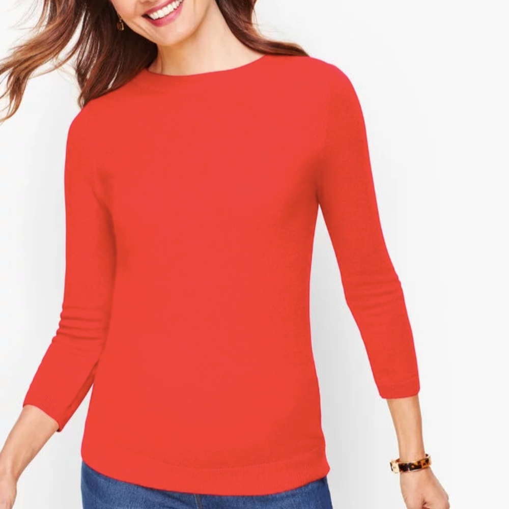 NEW NWT Talbots Cashmere Audrey Sweater in Red Pop